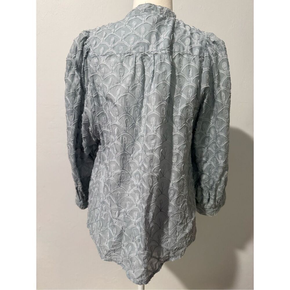 Pilcro Anthropologie light blue puff sleeve textured lace embroidered long sleev - Picture 7 of 8